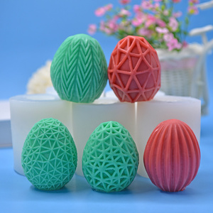 3D Easter Egg DIY Aromatherapy Candle Molds Egg Grid Vertical Wavy Cake Christmas Decoration Silicone Mold