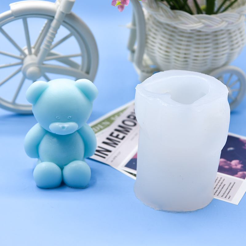 High Quality 5 Pcs Cute Little Bear Shape Silicone Molds Teddy Bear Candle Making Silicon Moulds For Candle Making