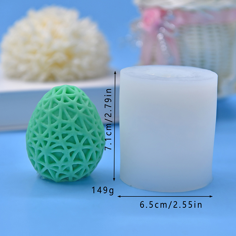 3D Easter Egg DIY Aromatherapy Candle Molds Egg Grid Vertical Wavy Cake Christmas Decoration Silicone Mold