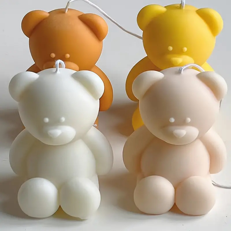 Fashion Wholesale 3D Handmade DIY Aromatherapy Candle Silicone Mold Teddy Bear Shape Silicone Moulds