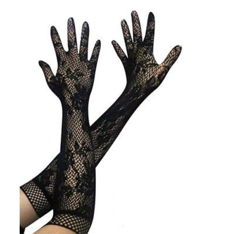 Factory Direct Fashion Lace Jacquard Fishnet Gloves Long Accessories Full Finger Bridal Gloves