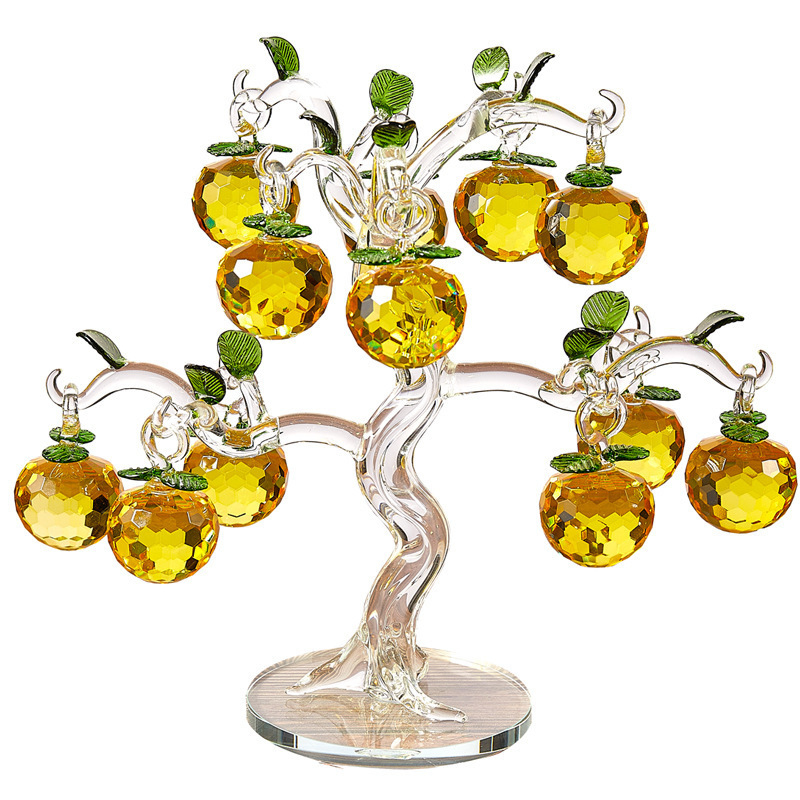 EU hand blown glass fruits figurines home decoration ornaments crystal glass apple tree