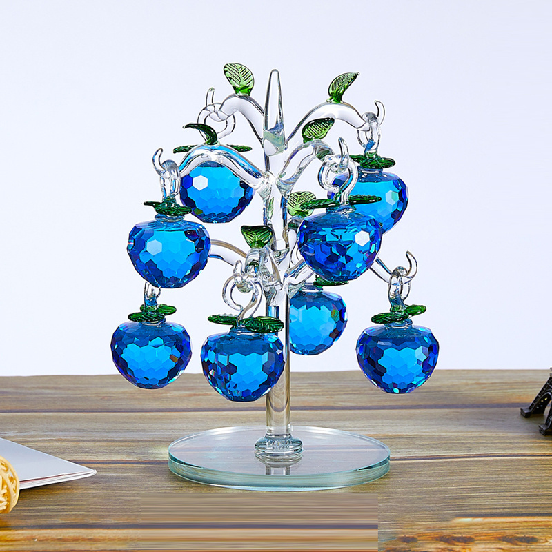 EU hand blown glass fruits figurines home decoration ornaments crystal glass apple tree