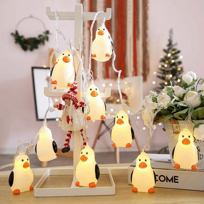 Indoor LED Penguin Animal Shape Light String Christmas Battery Box Decorative Light String