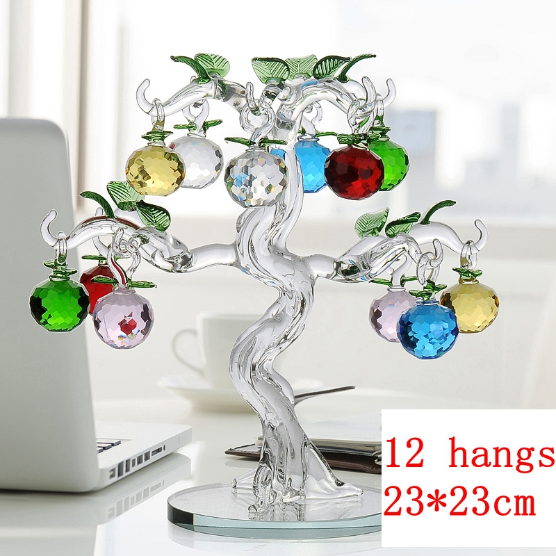 Crystal Art Apple Tree Ornaments Apples Glass craft Home Decor Figurines Christmas Gift Souvenir Home Decor