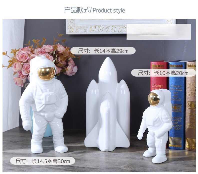 Ceramic handicrafts astronaut flower arrangement astronaut model Nordic desktop ornaments creative furnishings