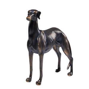 Art Antique Bronze Greyhound Simulated Animal Decoration Model Pet Statue Living Room Study Room Entrance Home Decoration Gift