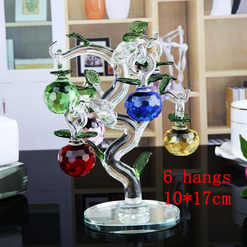 Crystal Art Apple Tree Ornaments Apples Glass craft Home Decor Figurines Christmas Gift Souvenir Home Decor