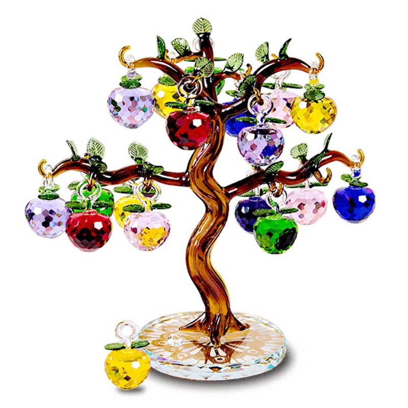 Crystal Art Apple Tree Ornaments Apples Glass craft Home Decor Figurines Christmas Gift Souvenir Home Decor