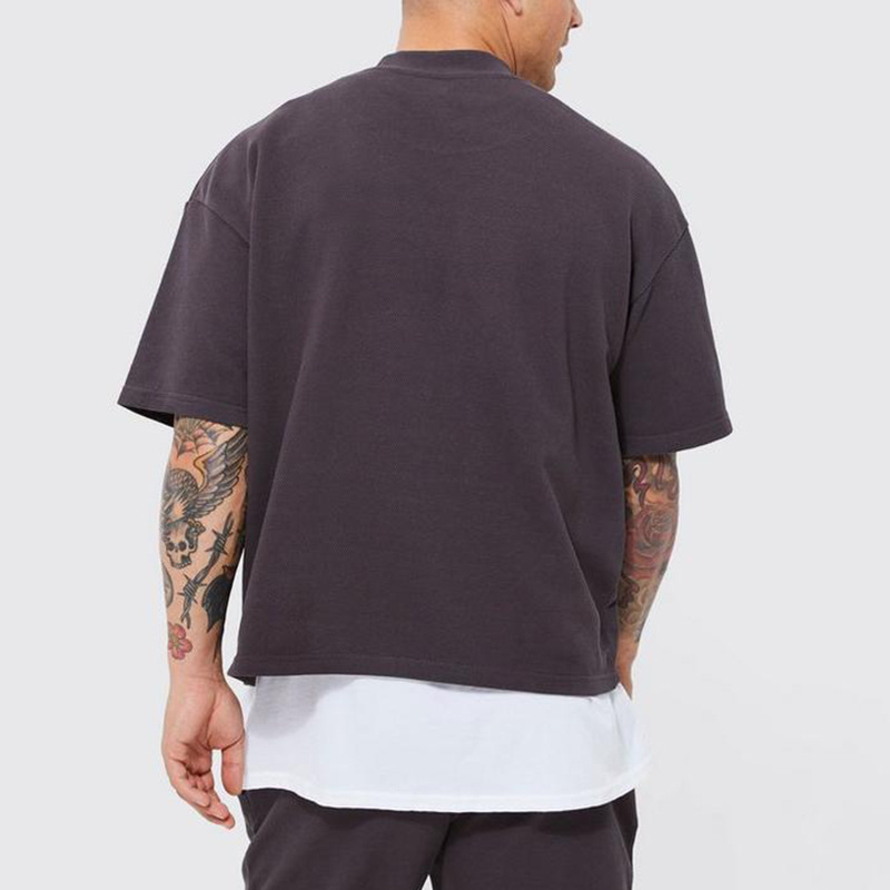 oversized crop boxy fit tshirt men's 100% cotton drop shoulder streetwear luxury quality custom logo plain t shirt for men