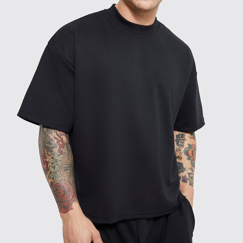 oversized crop boxy fit tshirt men's 100% cotton drop shoulder streetwear luxury quality custom logo plain t shirt for men