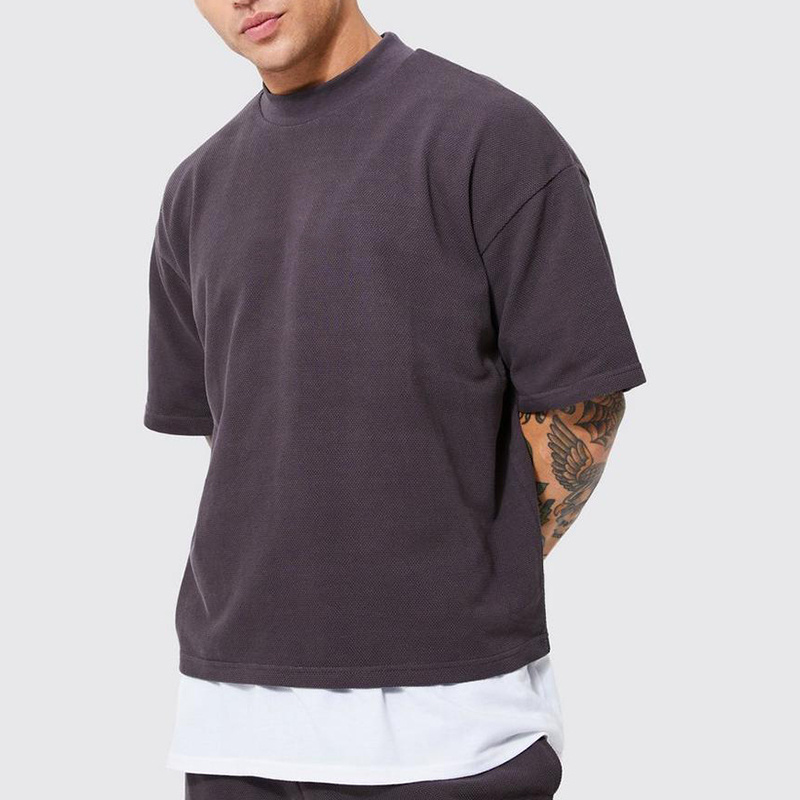 oversized crop boxy fit tshirt men's 100% cotton drop shoulder streetwear luxury quality custom logo plain t shirt for men