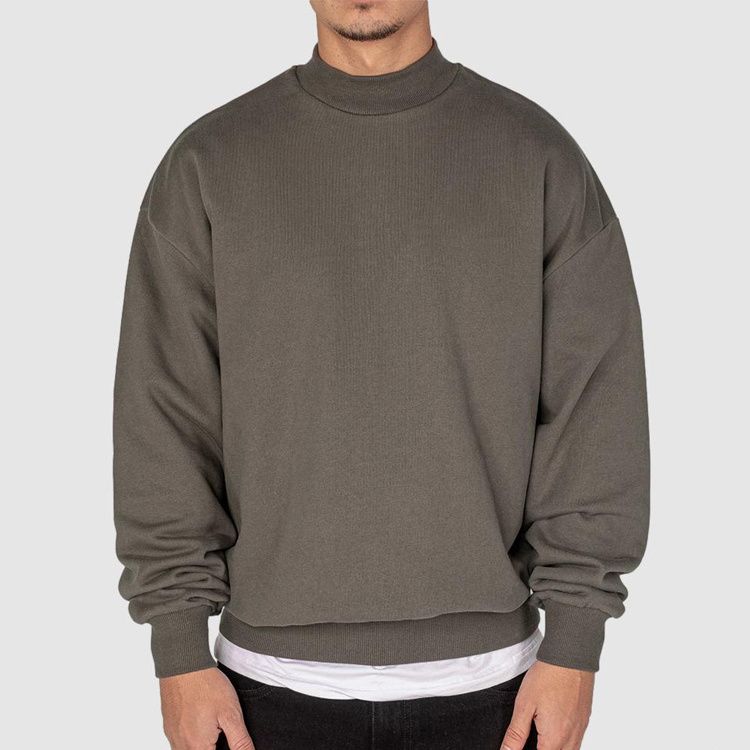 Custom Men Cotton pullover Sweatshirt oversized streetwear crewneckmock neck men's hoodies & sweatshirts