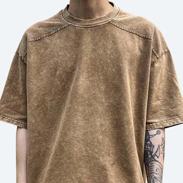 men's 100% cotton custom logo design blank acid washed T shirts high quality oversized drop shoulder t-shirt for men