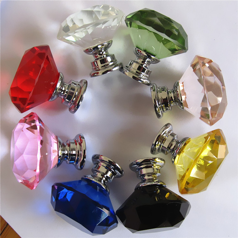 Factory Customized 30MM Crystal Single Hole Drawer Gold Knob Pulls