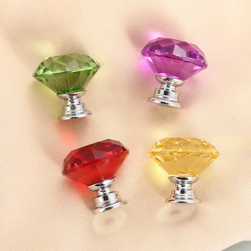 Factory Customized 30MM Crystal Single Hole Drawer Gold Knob Pulls