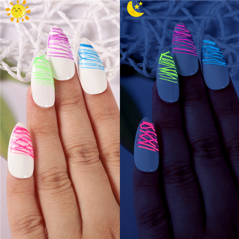 Customize 2021 new fashion color luminous nail art drawing silky glue nail art painted drawing silky glue