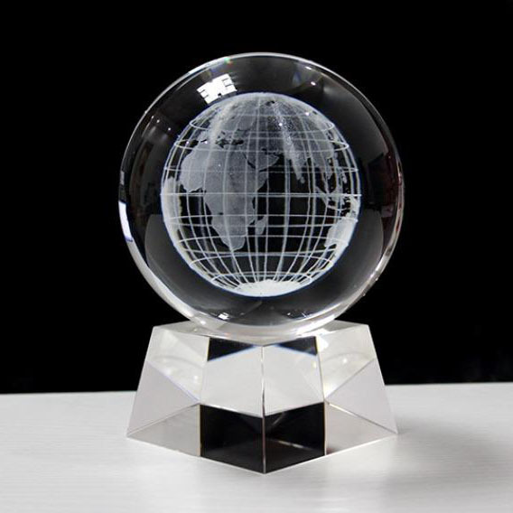 Crystal K9 Glass Poke-mon Ball Custom 3D Crystal Poke-mon Earth Ball Laser Engraving Crystal Ball