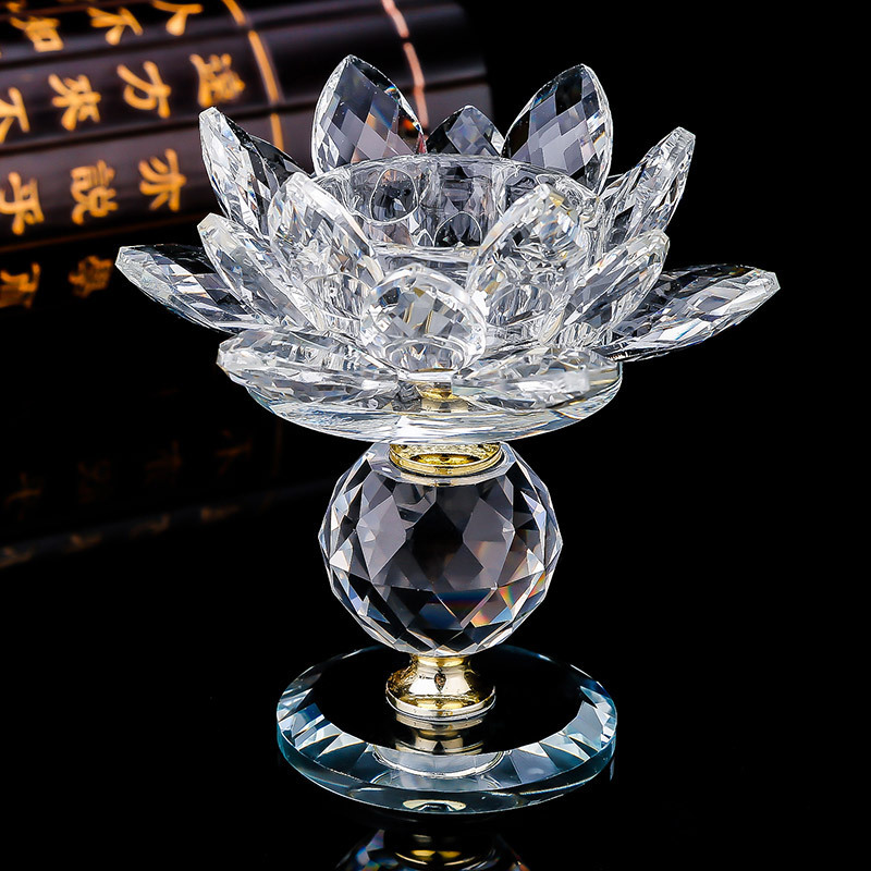 115*120mm Luxury Crystal Clear Color Lotus Flower Shape Tealight Votive Candle Holder For Home Wedding Centerpieces Decoration