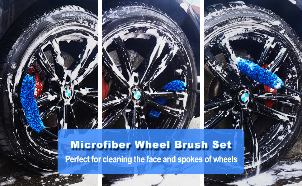 12Pcs Wheel Brush Kit for Cleaning Wheel and Tire Car Detailing Brushes Durable Car Wheel Rim Cleaner Brush Set