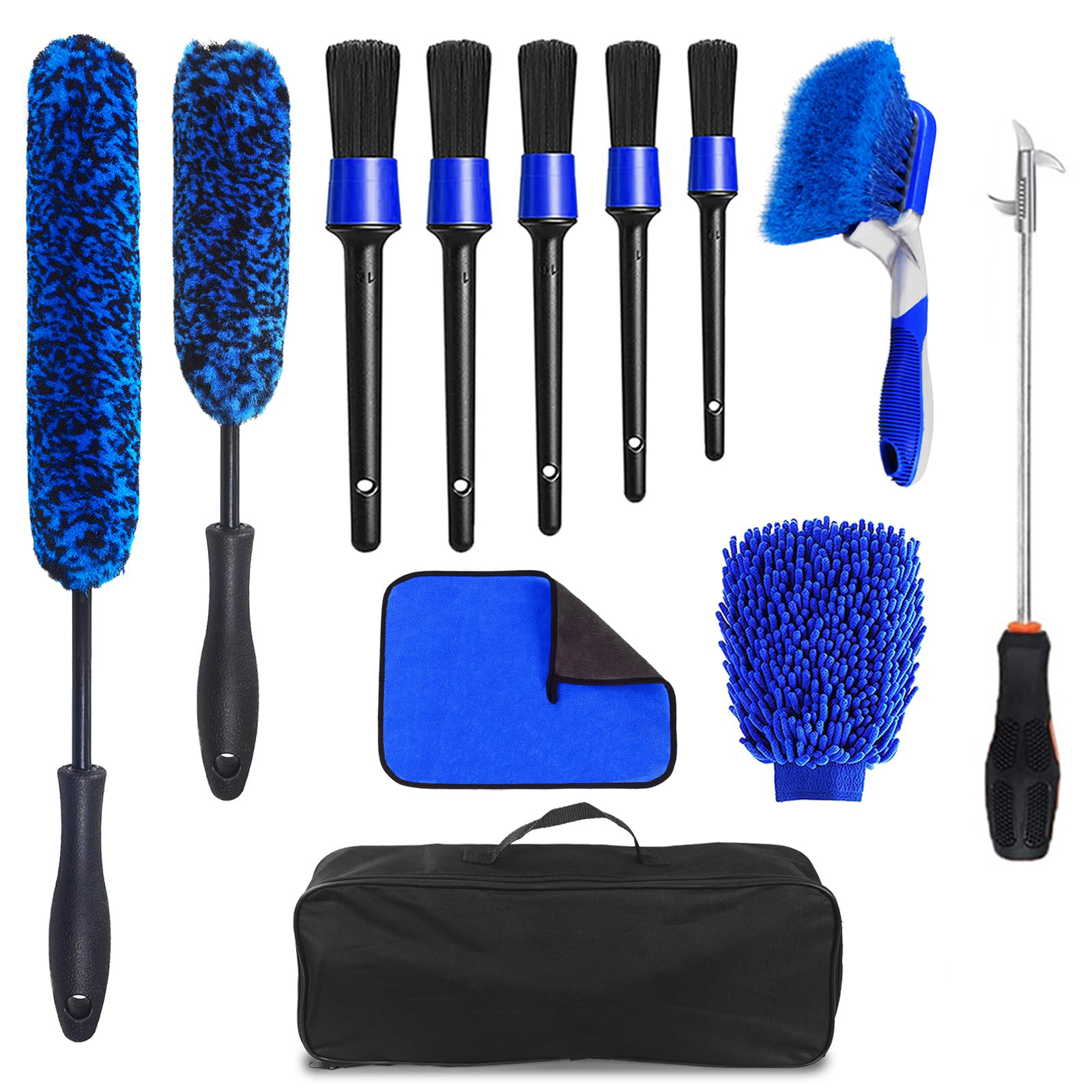 12Pcs Wheel Brush Kit for Cleaning Wheel and Tire Car Detailing Brushes Durable Car Wheel Rim Cleaner Brush Set