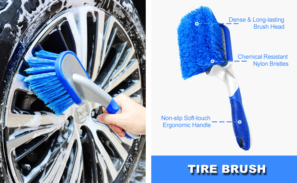 12Pcs Wheel Brush Kit for Cleaning Wheel and Tire Car Detailing Brushes Durable Car Wheel Rim Cleaner Brush Set