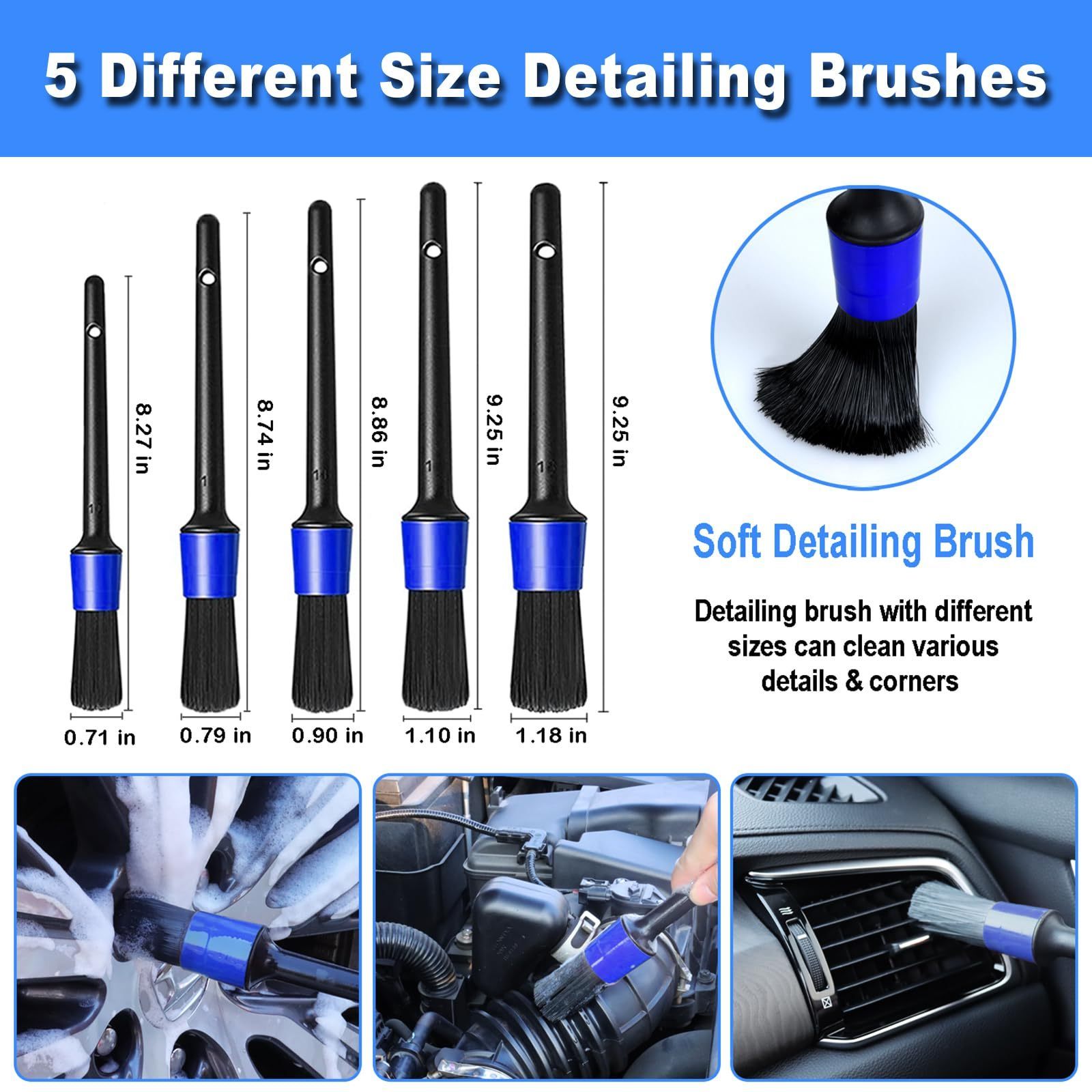 12Pcs Wheel Brush Kit for Cleaning Wheel and Tire Car Detailing Brushes Durable Car Wheel Rim Cleaner Brush Set