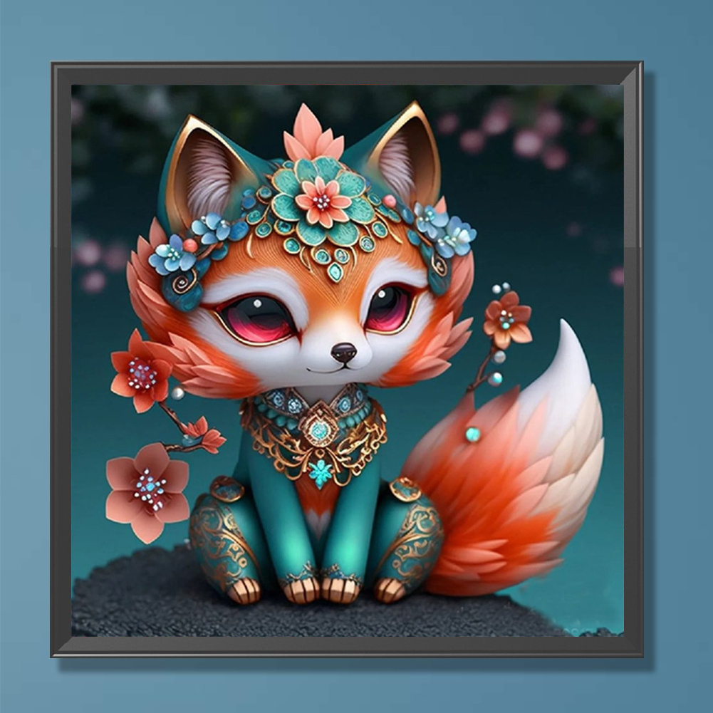 1pc DIY 5D Diamond Painting Art Craft 40*40cm Fox Pattern Full Diamond Embroidery Cross Stitch Picture Wall Decoration