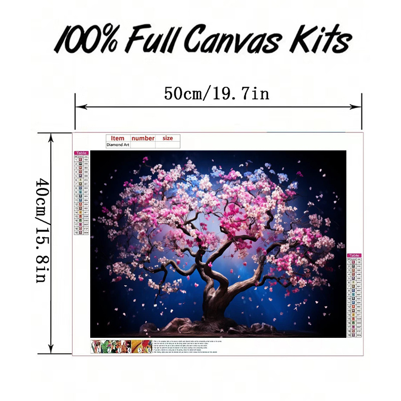 1pc DIY 5D Diamond Painting Art Craft 40*50cm Cherry Blossom Tree Pattern Embroidery Cross Stitch Picture Wall Decoration