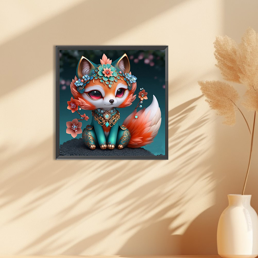 1pc DIY 5D Diamond Painting Art Craft 40*40cm Fox Pattern Full Diamond Embroidery Cross Stitch Picture Wall Decoration