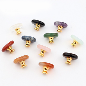 colorful nature stone crystal furniture cabinet brass  gold knobs and handles