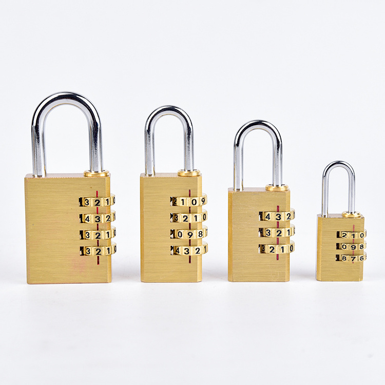 21-50mm Factory Custom Square Luggage Lock Cube Combination Brass Padlock 3 Or 4 Digits Lock