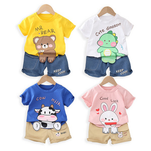 Cool Boys summer shorts pant suit cute cartoon 80-120cm Breathable children's clothing Denim shorts suit