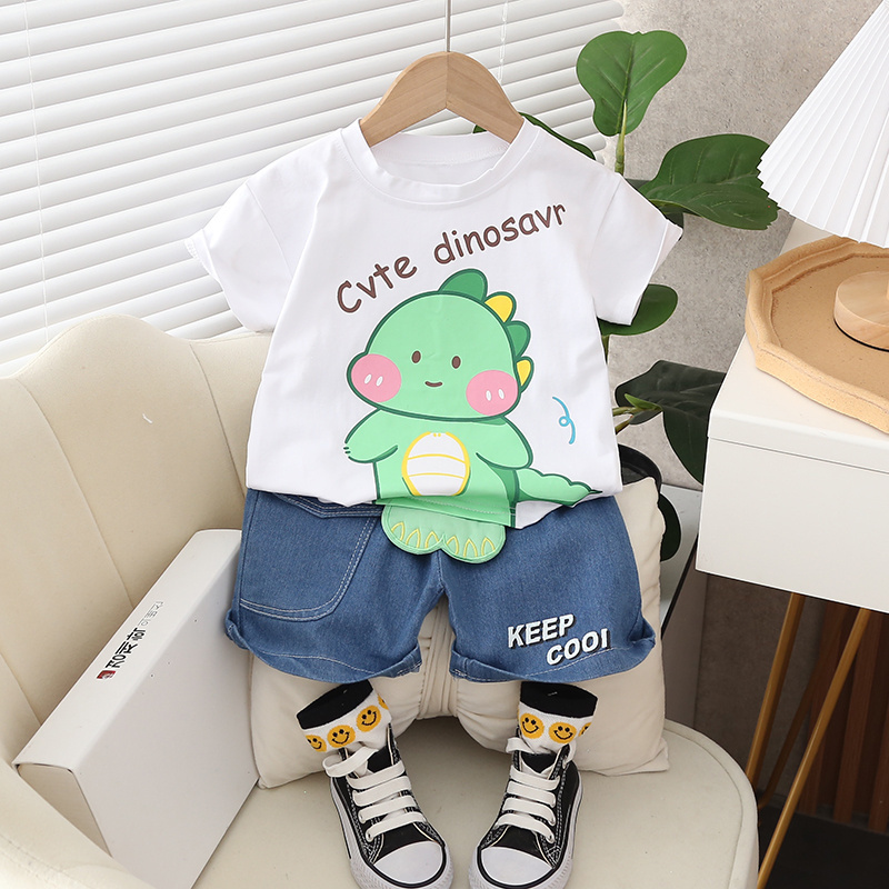 Cool Boys summer shorts pant suit cute cartoon 80-120cm Breathable children's clothing Denim shorts suit