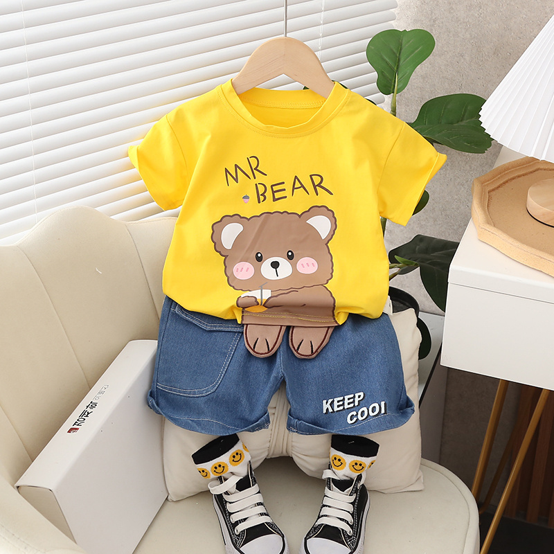 Cool Boys summer shorts pant suit cute cartoon 80-120cm Breathable children's clothing Denim shorts suit