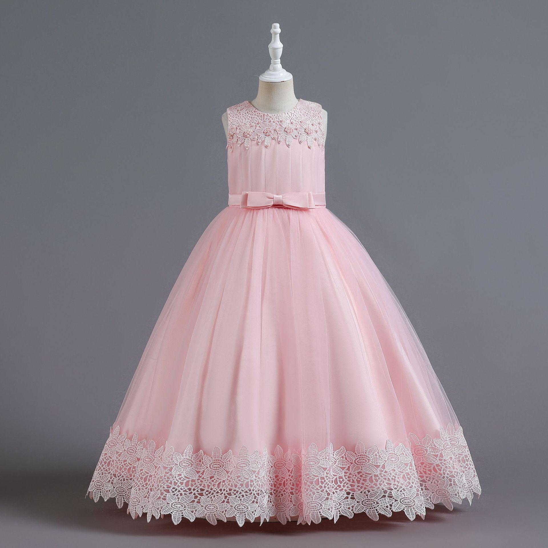 European and American New Children's Dress Children's Dress Lace Princess Girl High end New Year Party Piano Performance Dress