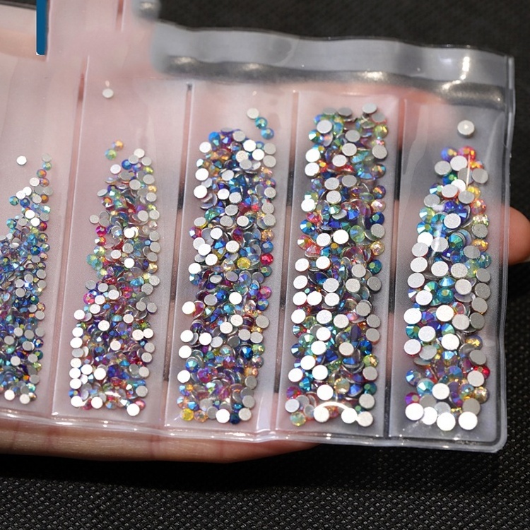 Wholesale Price Glass Flat Back mixed sizes 6 blanks Non Hotfix Rhinestone Craft Art Crystal Nails Rhinestones