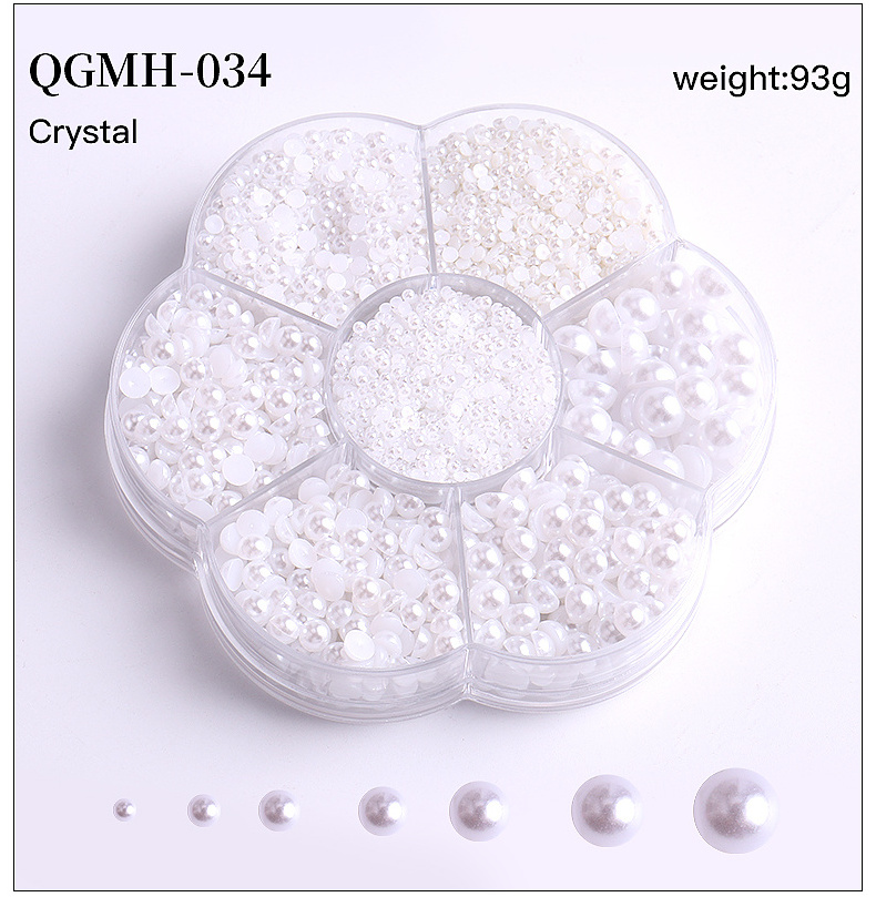 Yantuo High Quality 7 grids Flatback Pearls Half Round Pearl Beads For Nail Clothes Jewelry Decoration