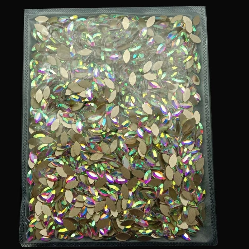 Crystal Ab Various Shaped Crystal Stone Glue On Rhinestones  In Bulk 1440pcs  Non Hotfix Flat back  For  Nail Art