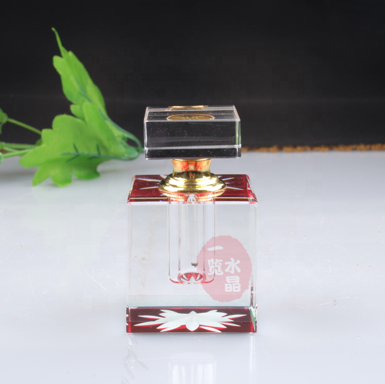 Customized 3ml 6ml 12ml Pink Flower Arabian Crystal Perfume Bottle Glass Essential Bottle