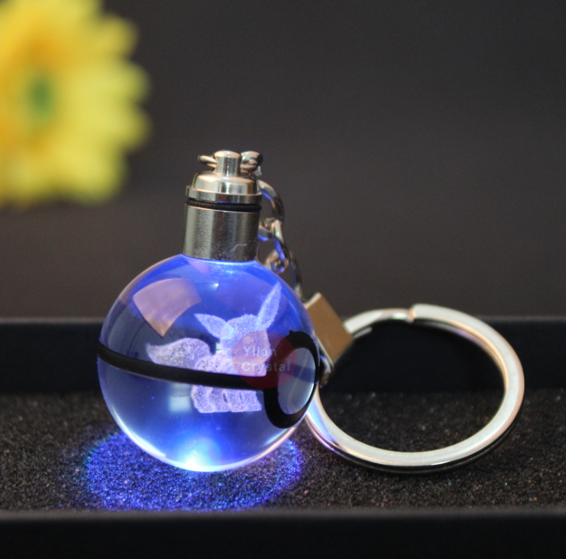 3D Crystal Ball LED Night Light Poke Ball Keychain Changes Color Toy Night Light Children's Gifts