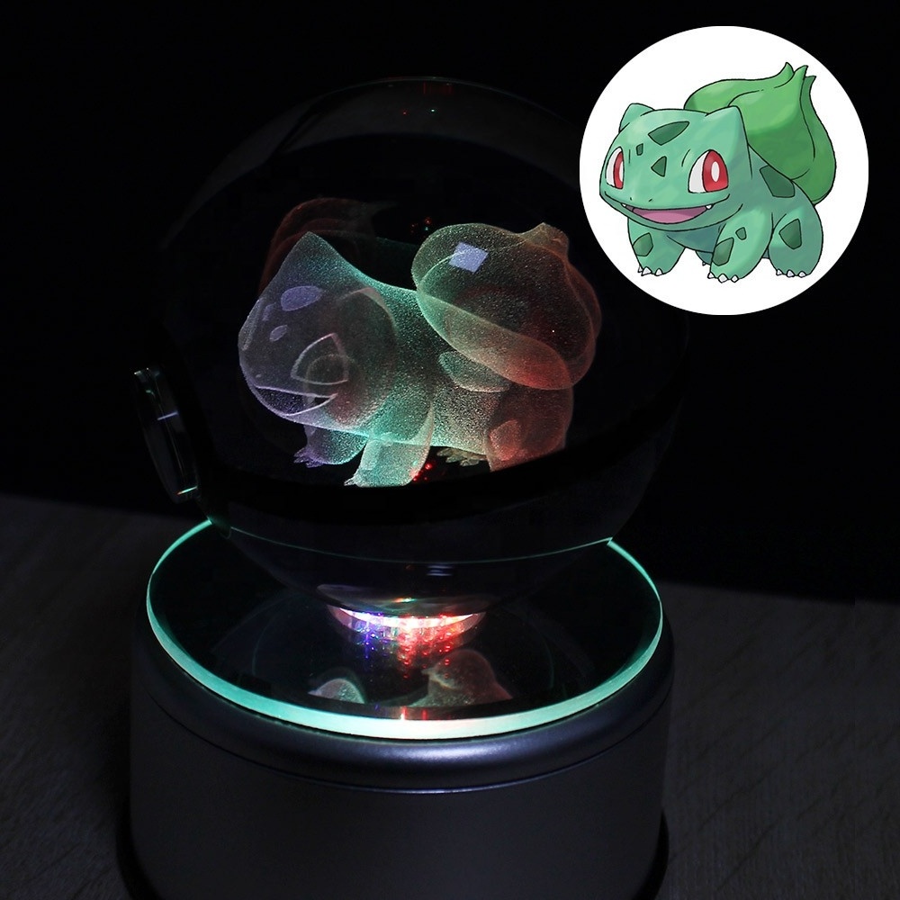 Cheap Kids Gifts K9 Crystal Pokeball 3D Lighting Up Crystal Poke ball