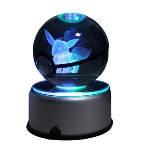 Cheap Kids Gifts K9 Crystal Pokeball 3D Lighting Up Crystal Poke ball