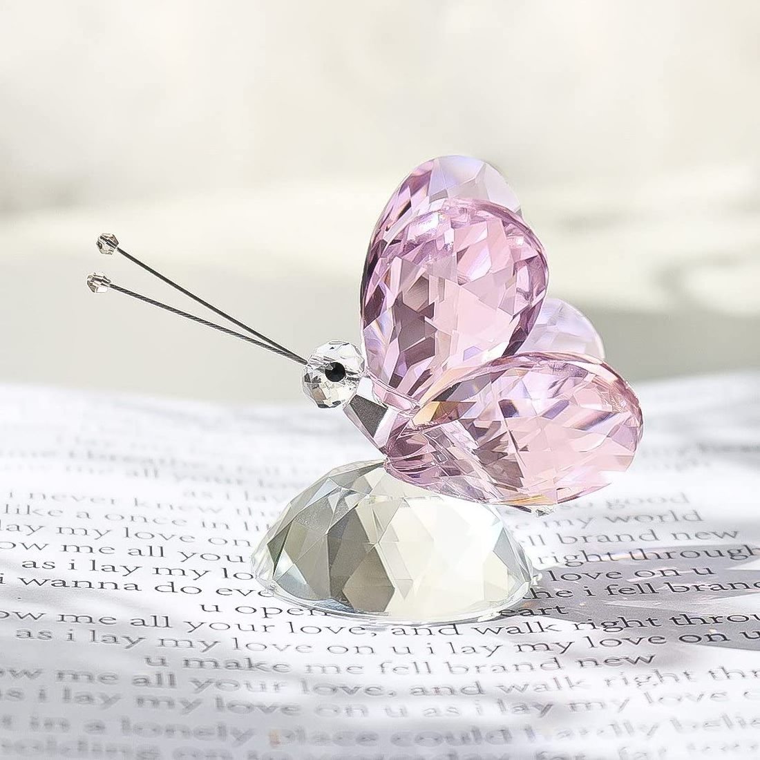 Crystal Butterfly Figurine Animal Ornaments Crafts Glass Paperweight Home Wedding Decoration Souvenir