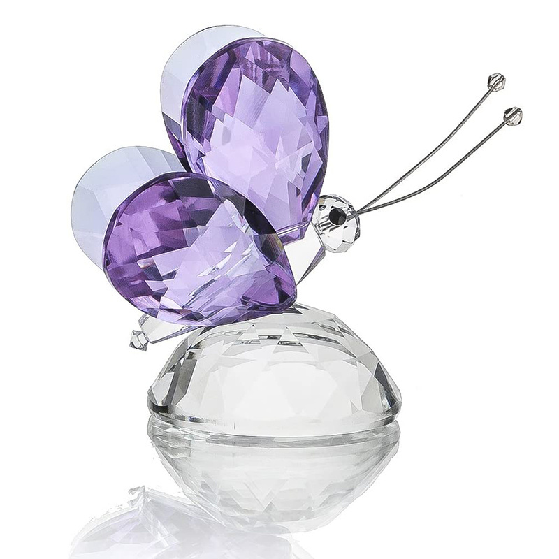 Crystal Butterfly Figurine Animal Ornaments Crafts Glass Paperweight Home Wedding Decoration Souvenir