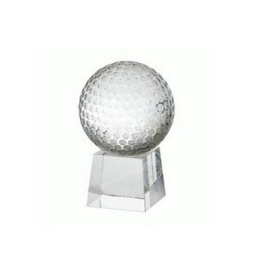 Factory Directly Custom Glass Trophy Crystal Award Plaques With Golf Ball for Sports Meet