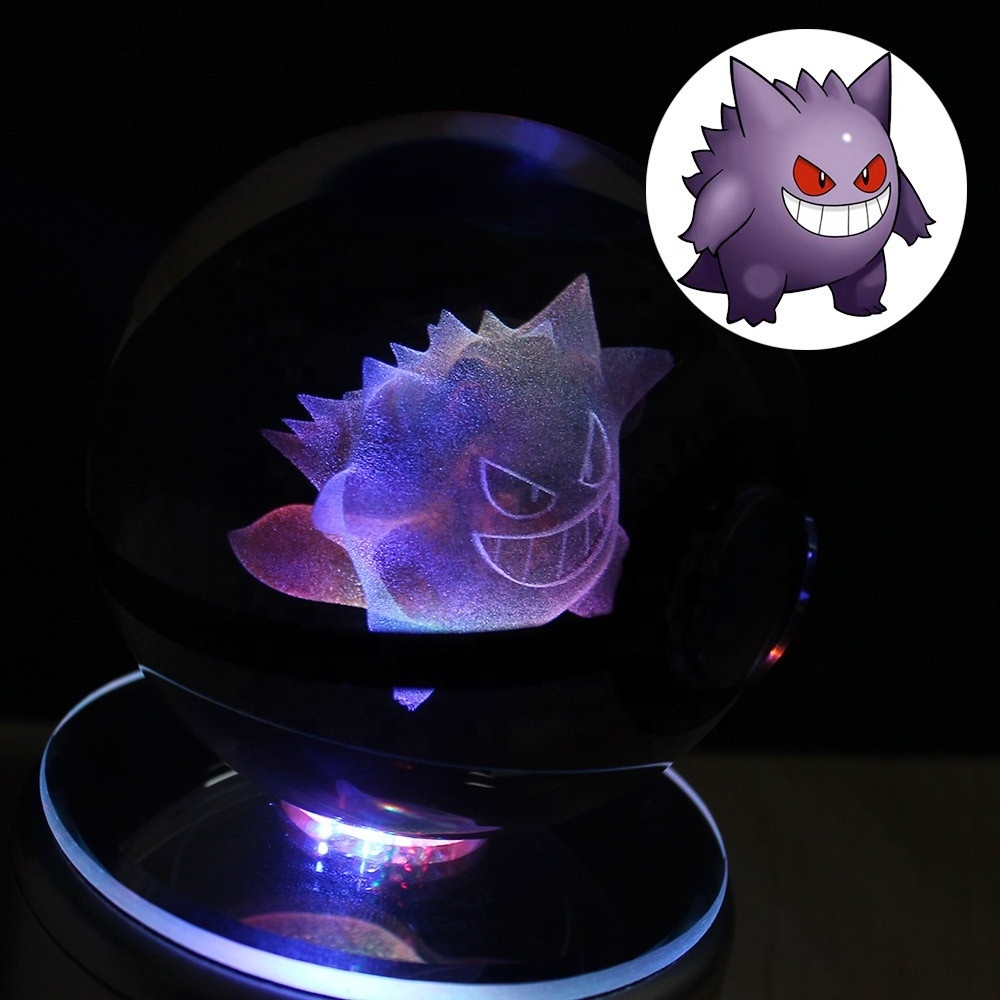 Cheap Kids Gifts K9 Crystal Pokeball 3D Lighting Up Crystal Poke ball