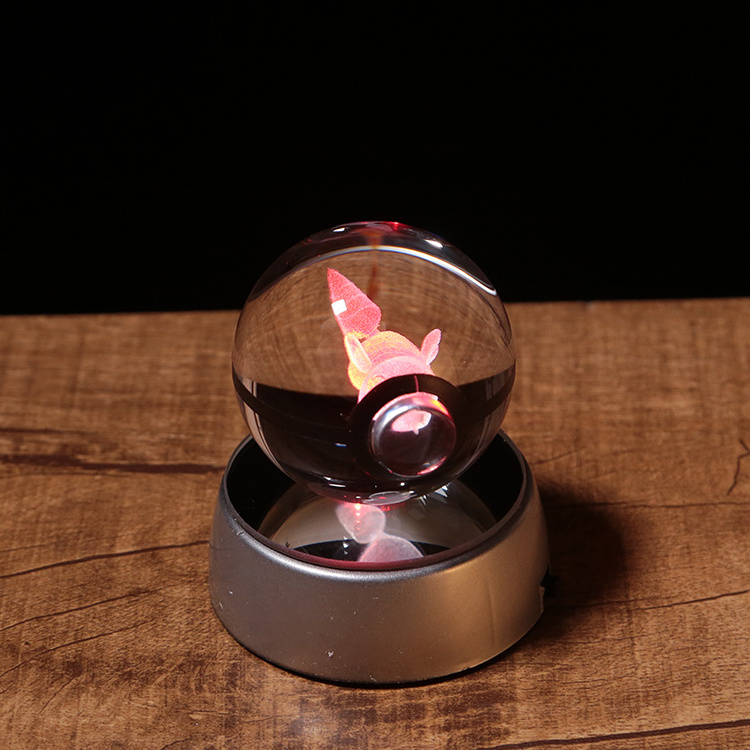 High Quality Modish Style 50mm 80mm Crystal k9 Laser Engraving Ball Pokeball