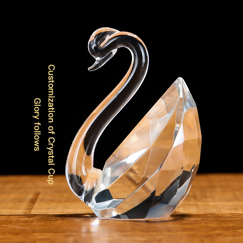 Unique Blue Crystal Clear Swan For Wedding Decoration Swan Crystal Figurine