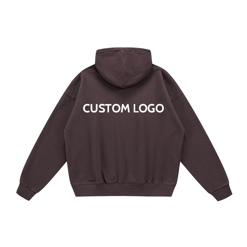 Wholesale High Street Custom Logo Cotton Pullover No String Hoodies Streetwear Printed Distressed Washed Hoodie Men